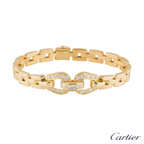 Cartier Yellow Gold Diamond Etrier Bracelet N6001500